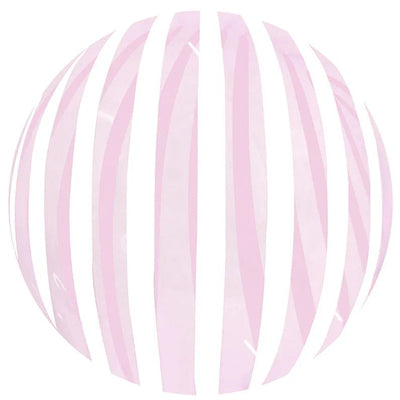 Winner Party 18" Crystal Pink Strip Bubble Balloon 1pc - Premium Party Distribution