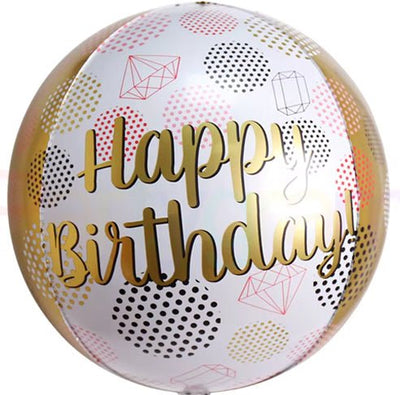 Winner Party 22" Gold & White Happy Birthday Balloon - Premium Party Distribution