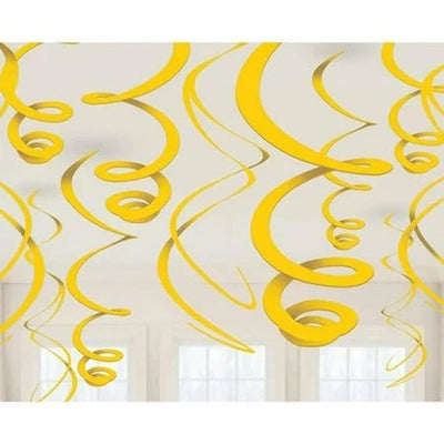 Yellow Swirl Decoration 12pc - Premium Party Distribution